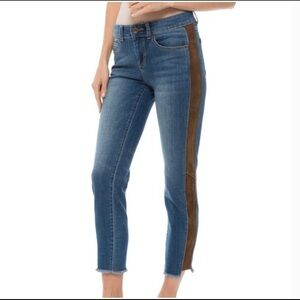 ECRU Boho Cropped Jeans with Suede Insert